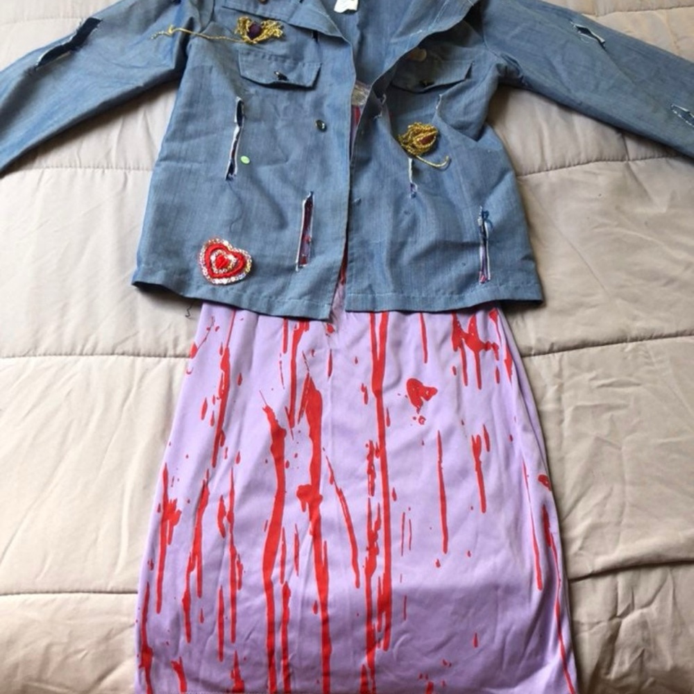 Embroidered Denim Jacket and Artistic Skirt